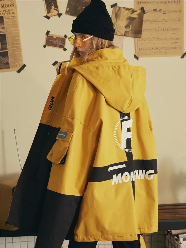 FRLMK MONKING YELLOW BLACK CONTRAST COLORWAY UNISEX HOODIE OVERCOAT