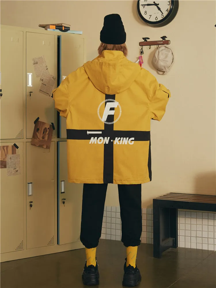 FRLMK MONKING YELLOW BLACK CONTRAST COLORWAY UNISEX HOODIE OVERCOAT