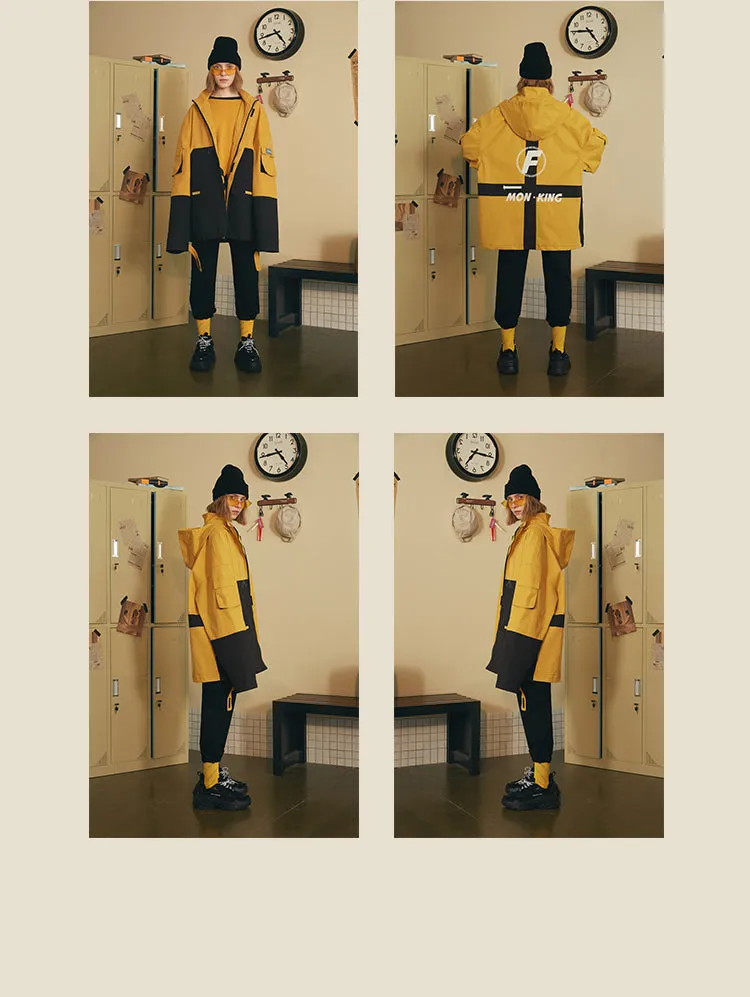 FRLMK MONKING YELLOW BLACK CONTRAST COLORWAY UNISEX HOODIE OVERCOAT