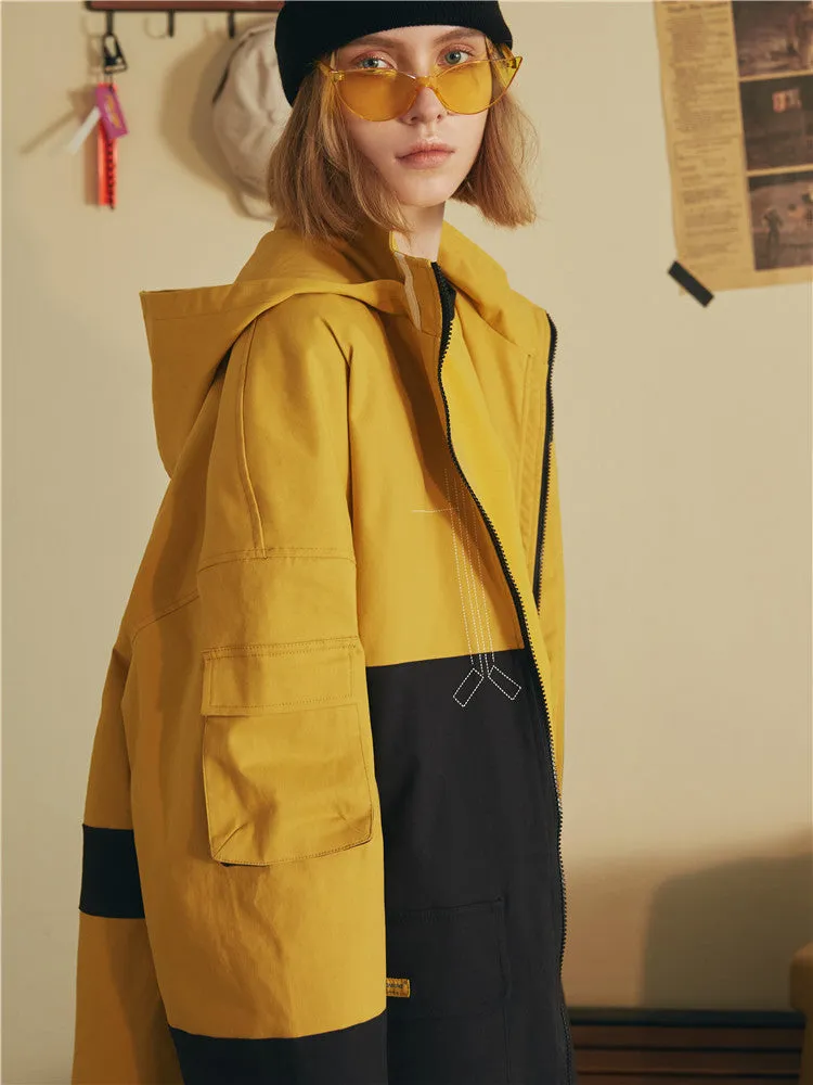FRLMK MONKING YELLOW BLACK CONTRAST COLORWAY UNISEX HOODIE OVERCOAT