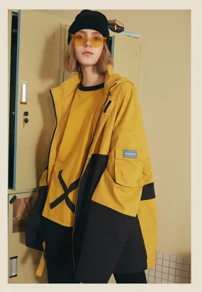 FRLMK MONKING YELLOW BLACK CONTRAST COLORWAY UNISEX HOODIE OVERCOAT