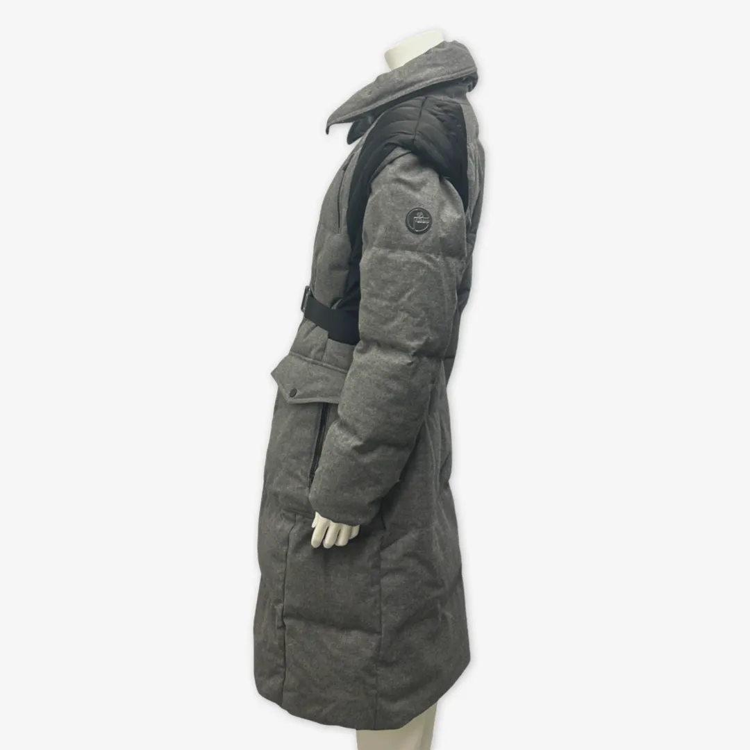Fusalp women's grey wool long duck down puffer coat