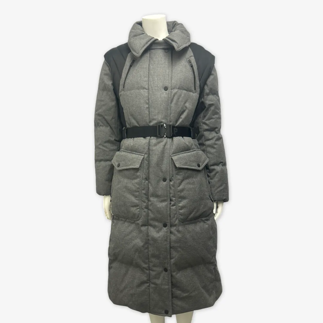 Fusalp women's grey wool long duck down puffer coat