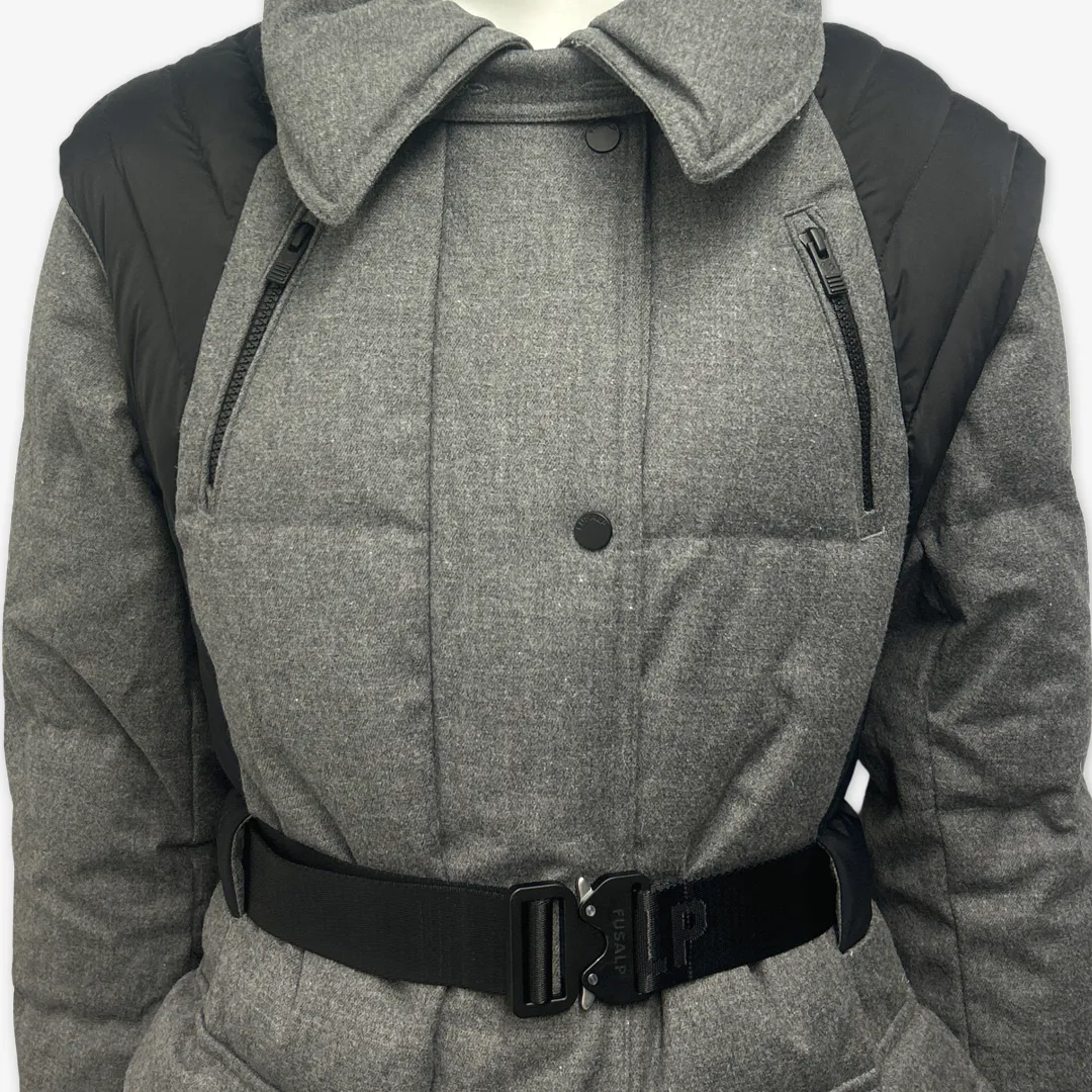 Fusalp women's grey wool long duck down puffer coat