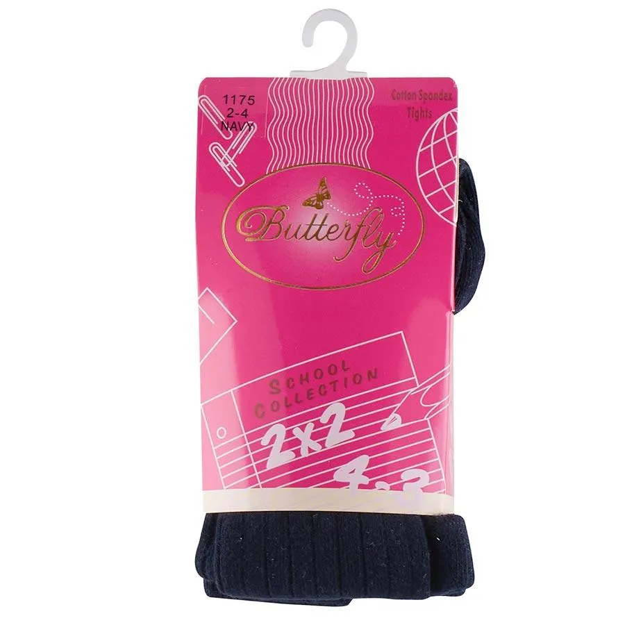 Girls Butterfly School Collection Flat Cotton Tights