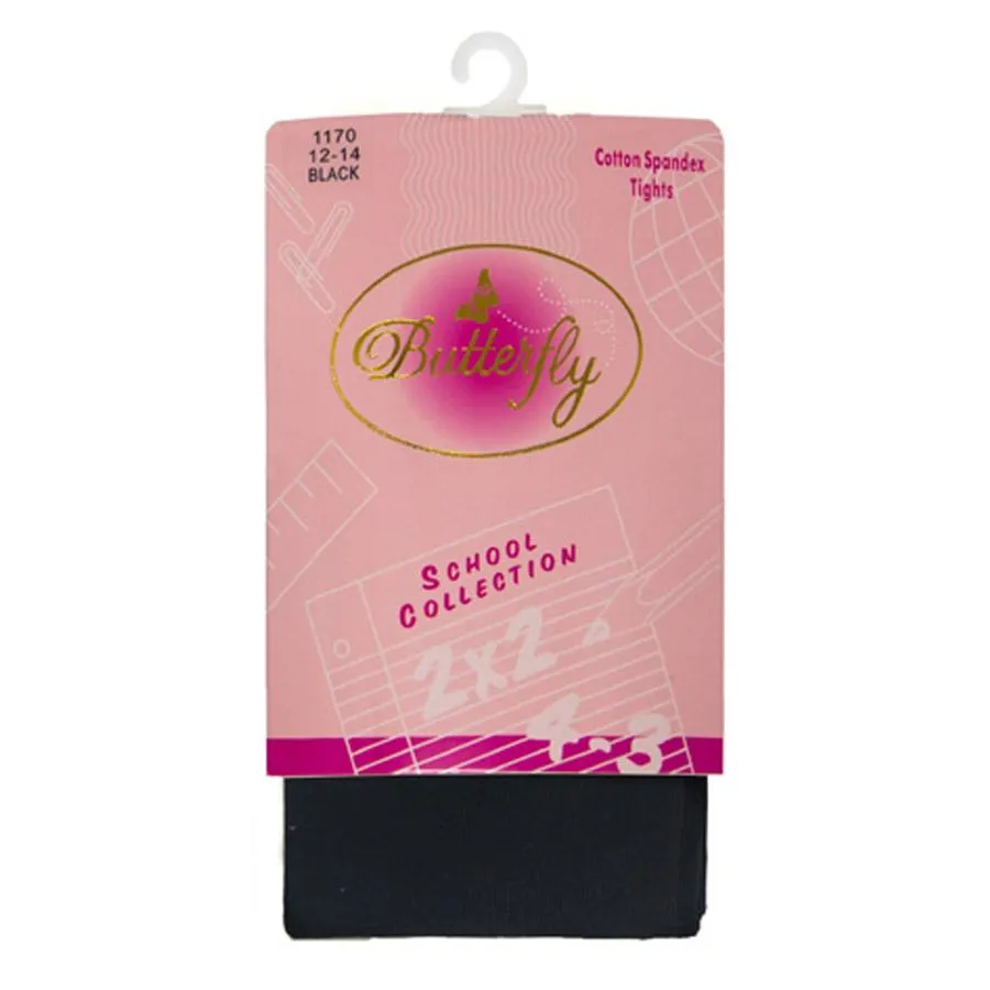 Girls Butterfly School Collection Flat Cotton Tights