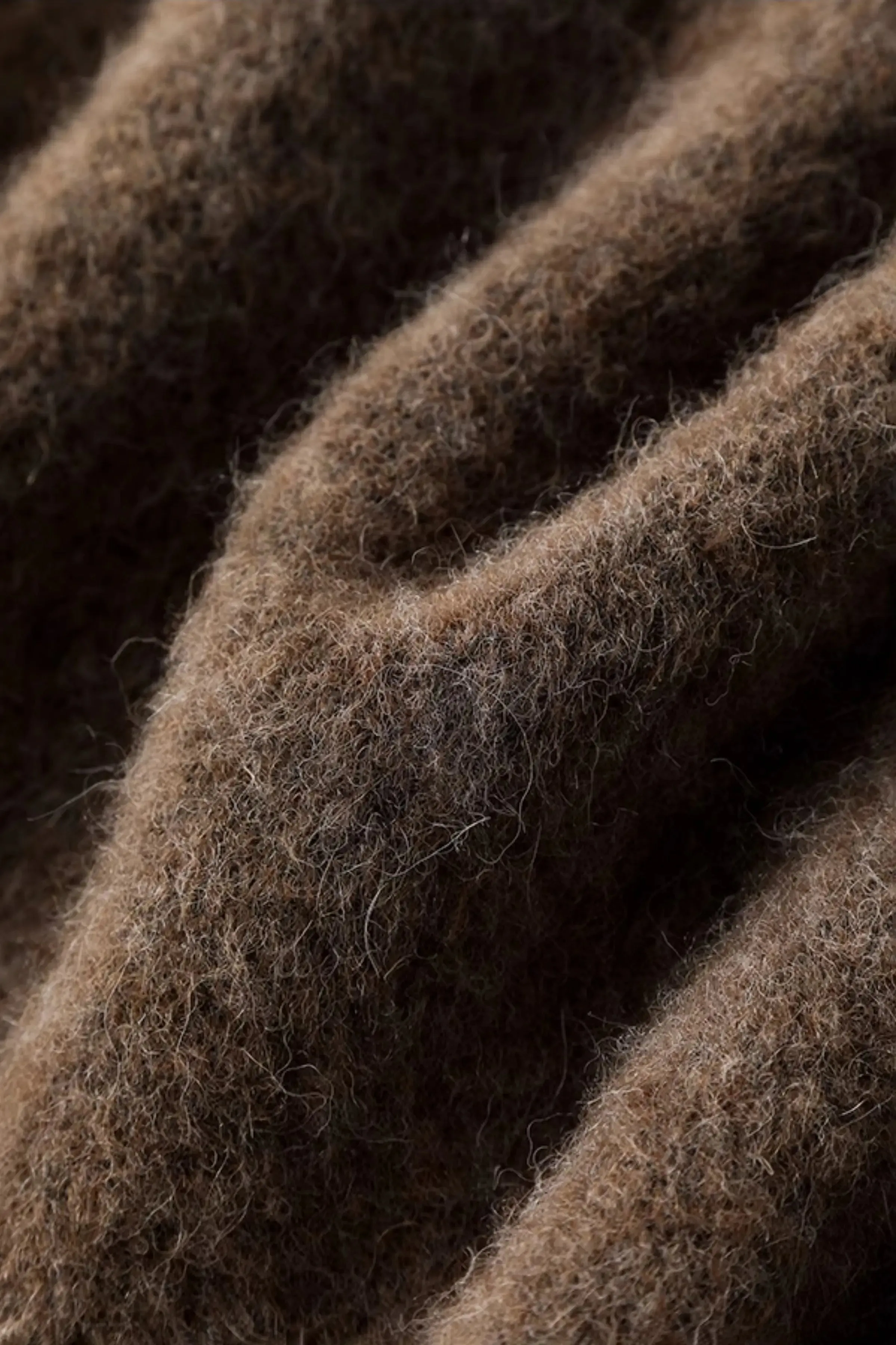 Golden Button Fluffy Alpaca Wool Knit Bouncle Jacket
