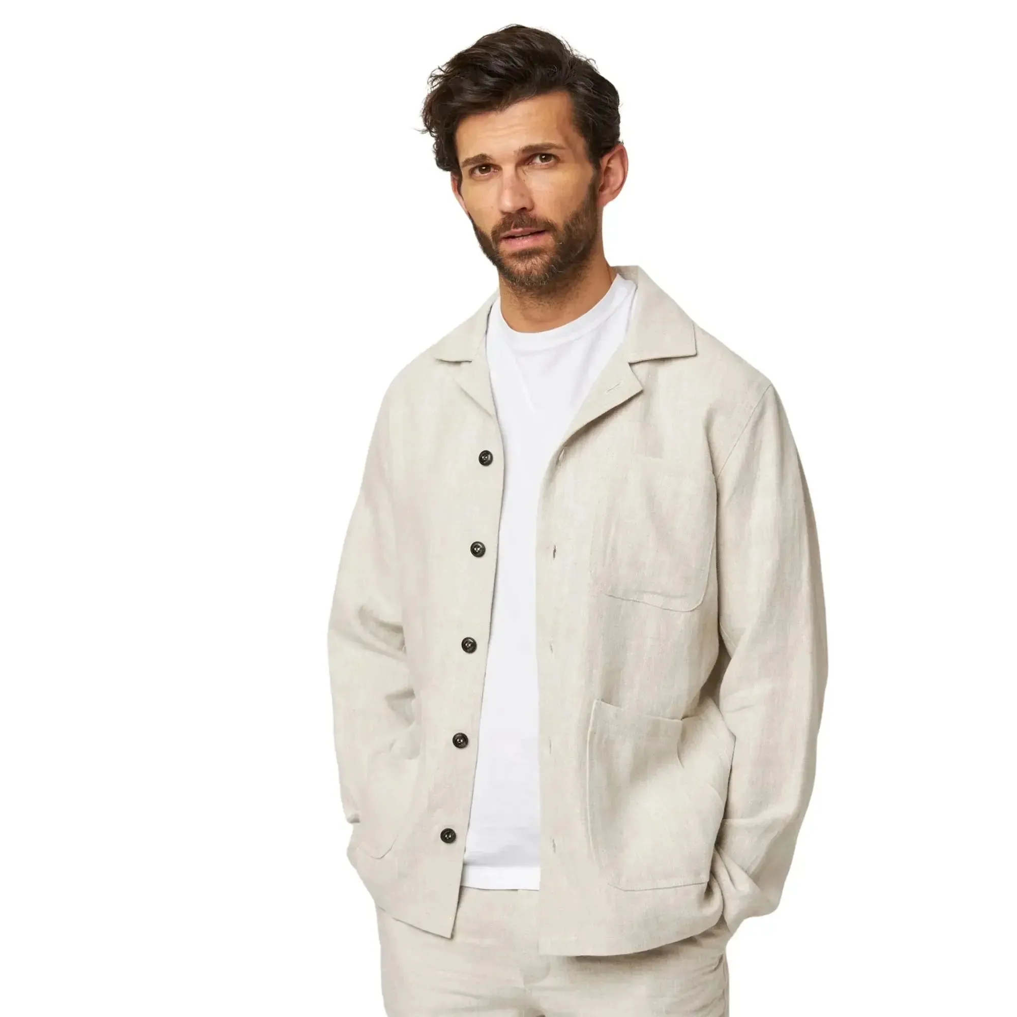 Grange Linen Shacket - Stone