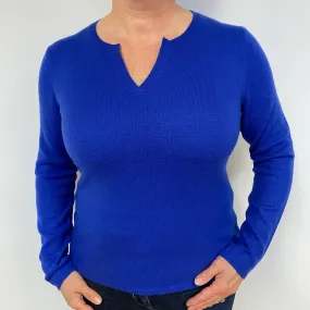 Indigo Blue Cashmere V-Neck Jumper Large/Petite.