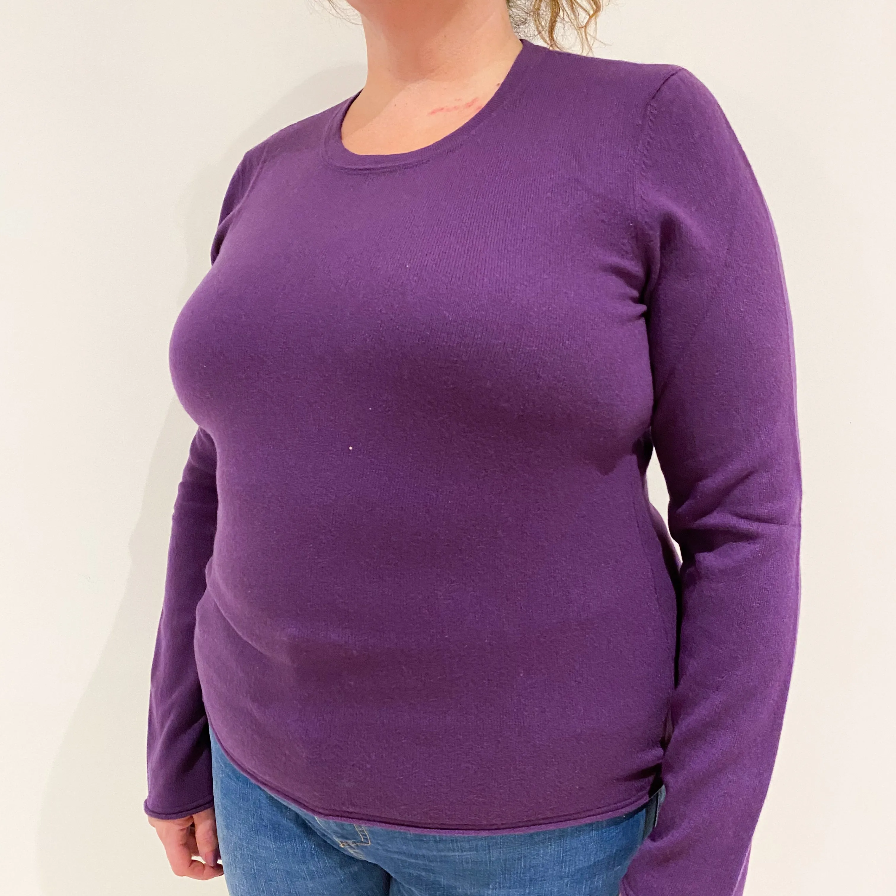 Iris Purple Cashmere Crew Neck Jumper Extra Large