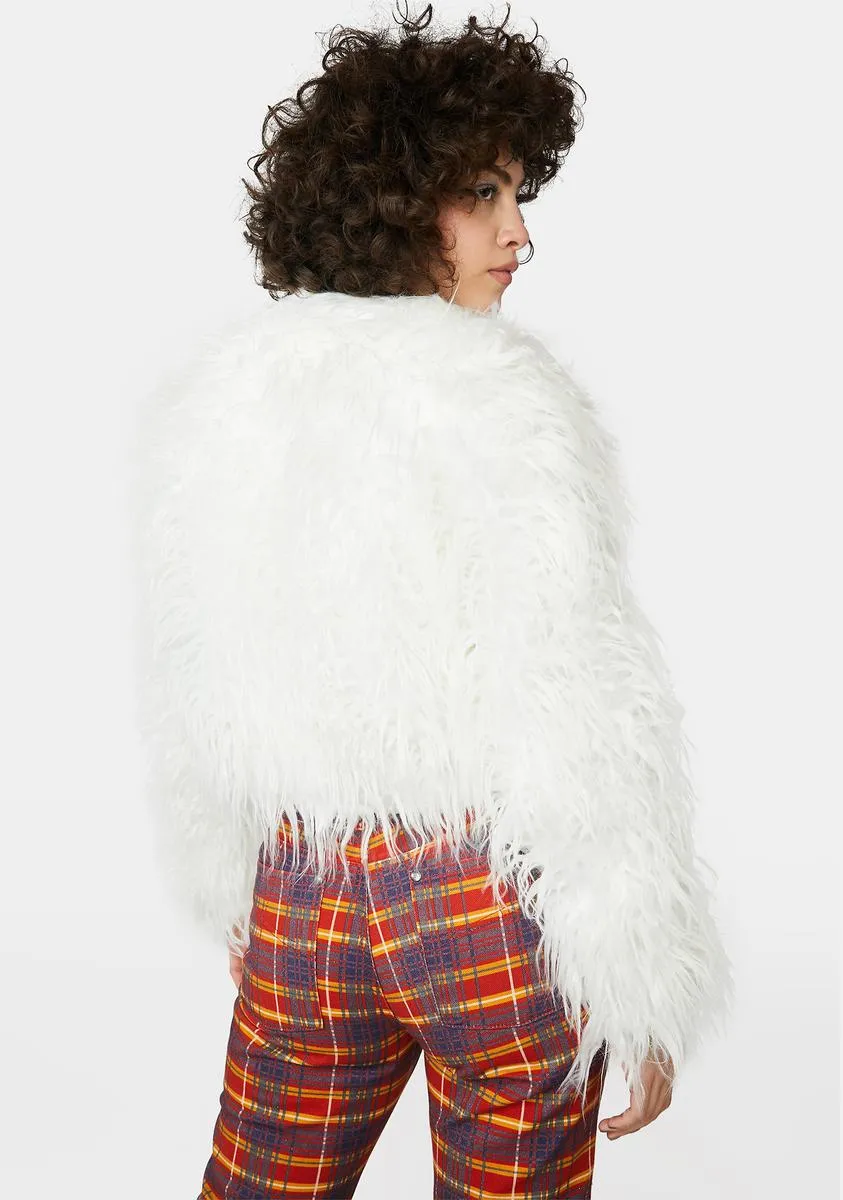 Ivory Exclude You Faux Fur Jacket