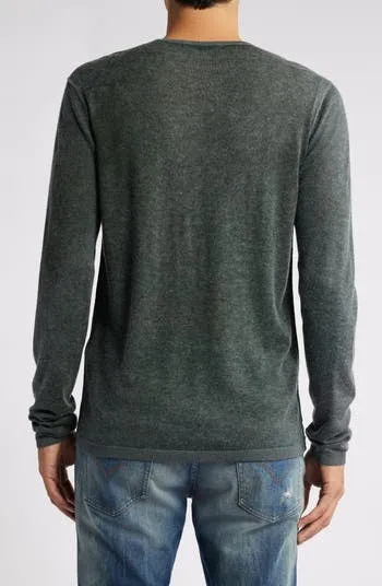 John Varvatos Mens Regular fit Long Sleeve Henley Shirt Medium Green Solid