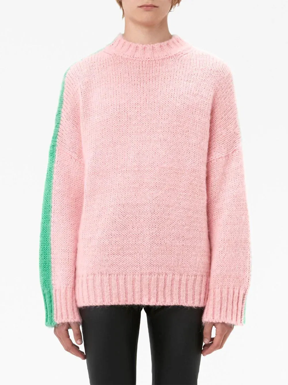 Jw Anderson Colour Block Crewneck Jumper Pink Mint