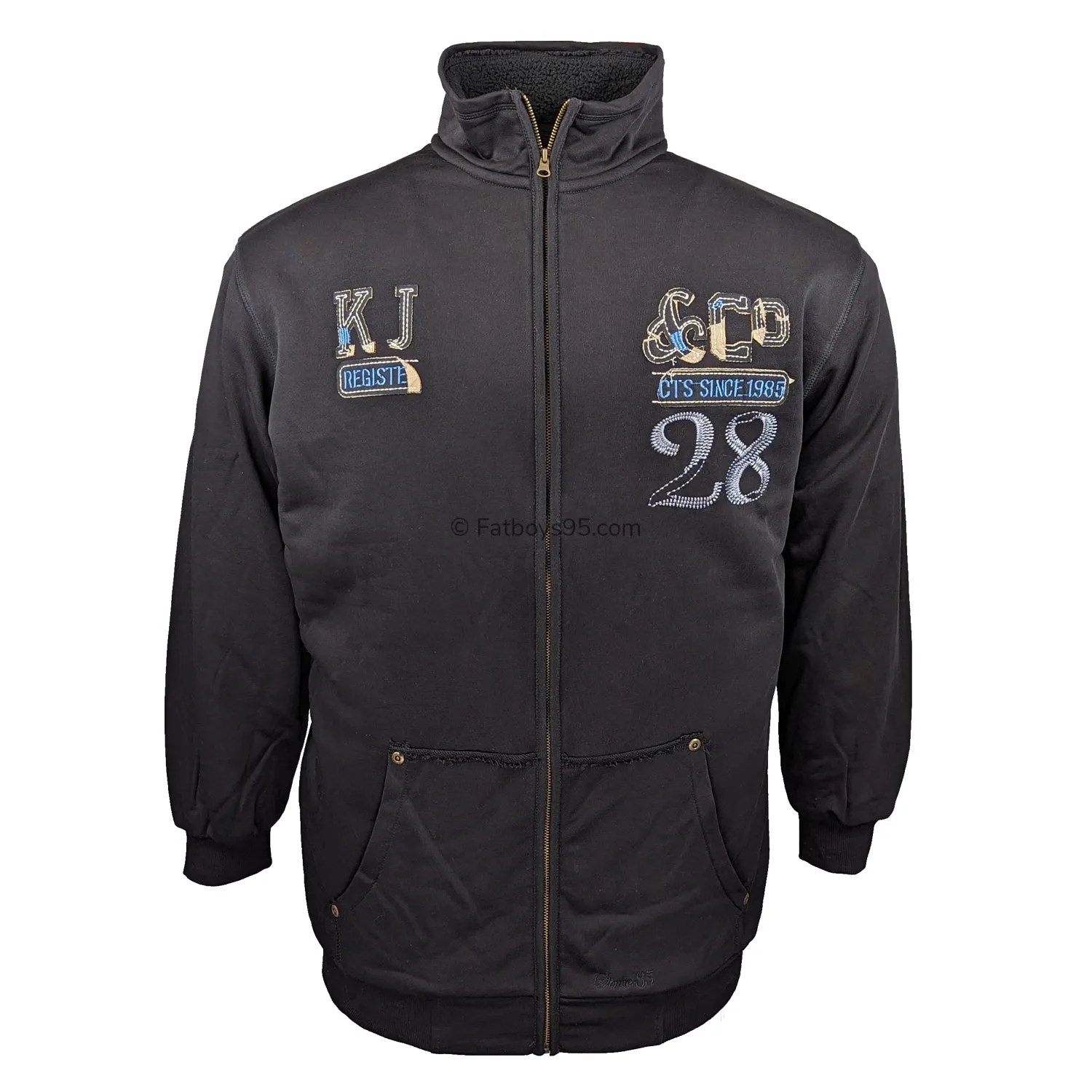 Kam Full Zip Fleece Lined Jumper - KBS 786 - Black