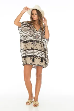 Kawai Poncho Short Kaftan in Camel