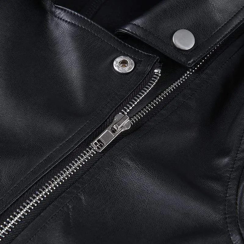LEATHER BIKER CROPPED JACKET