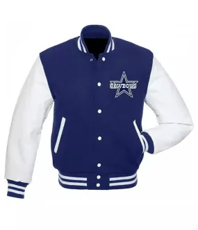 Letterman Dallas Cowboys Blue and White Varsity Jacket