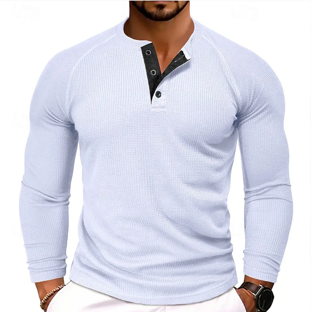 Liam | Henley Shirt Met Lange Mouwen