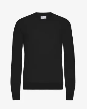 Light Merino Wool Crew - Deep Black