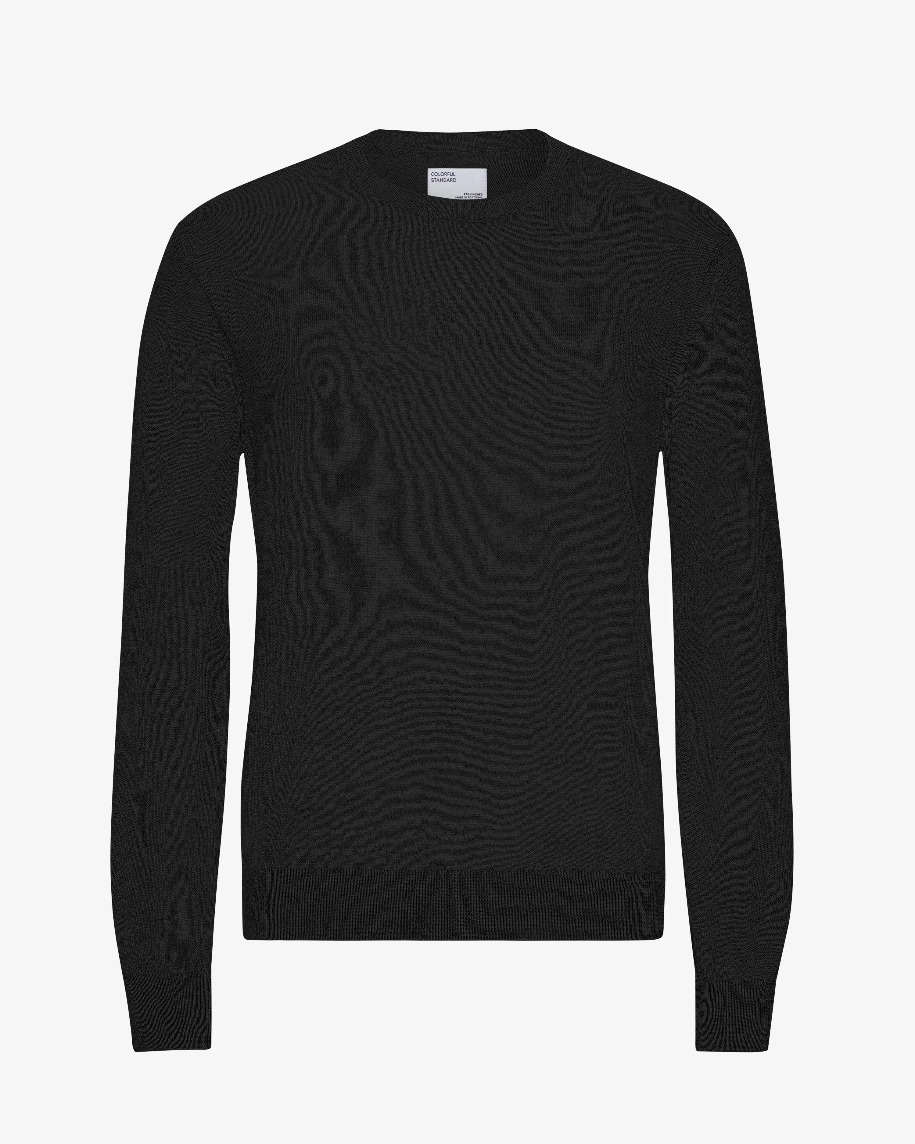 Light Merino Wool Crew - Deep Black