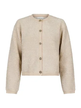 Limo Fluffy Knit Cardigan - Sand