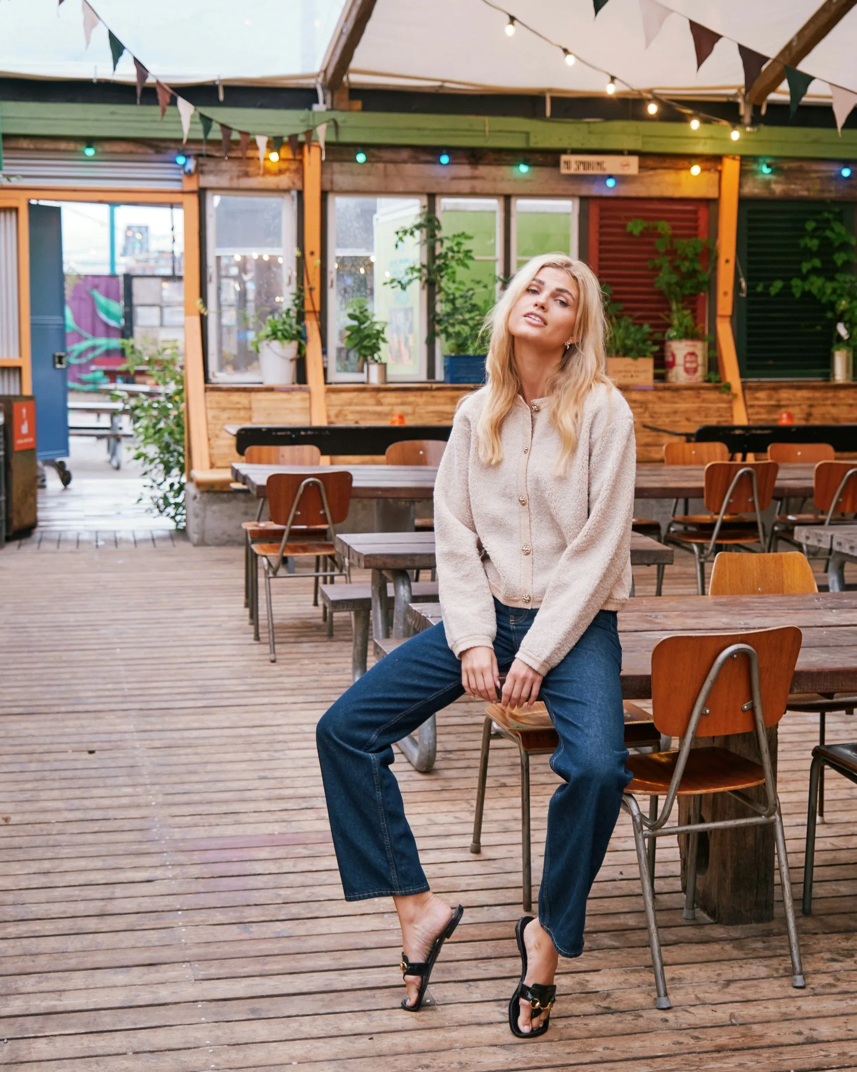 Limo Fluffy Knit Cardigan - Sand