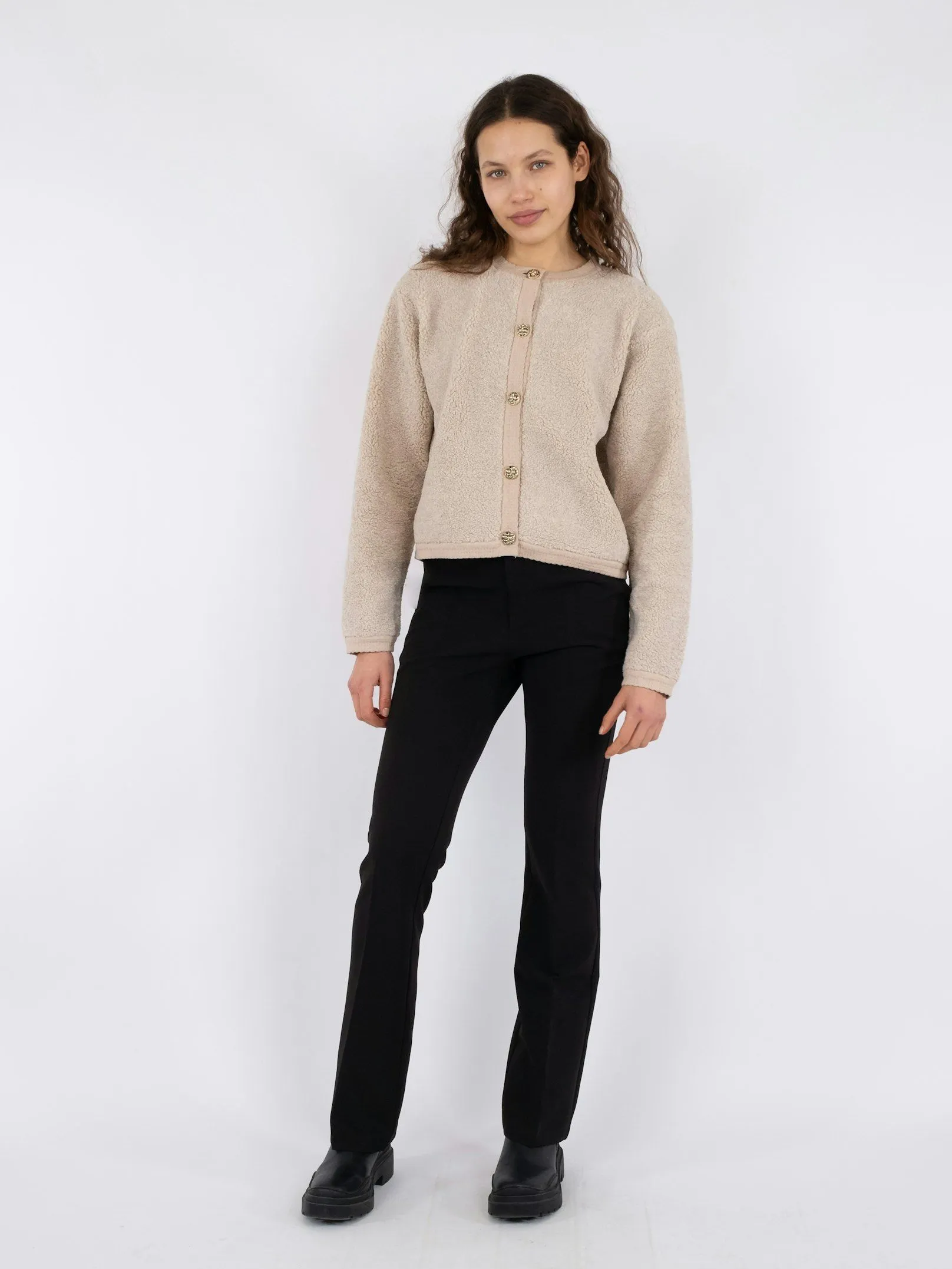 Limo Fluffy Knit Cardigan - Sand