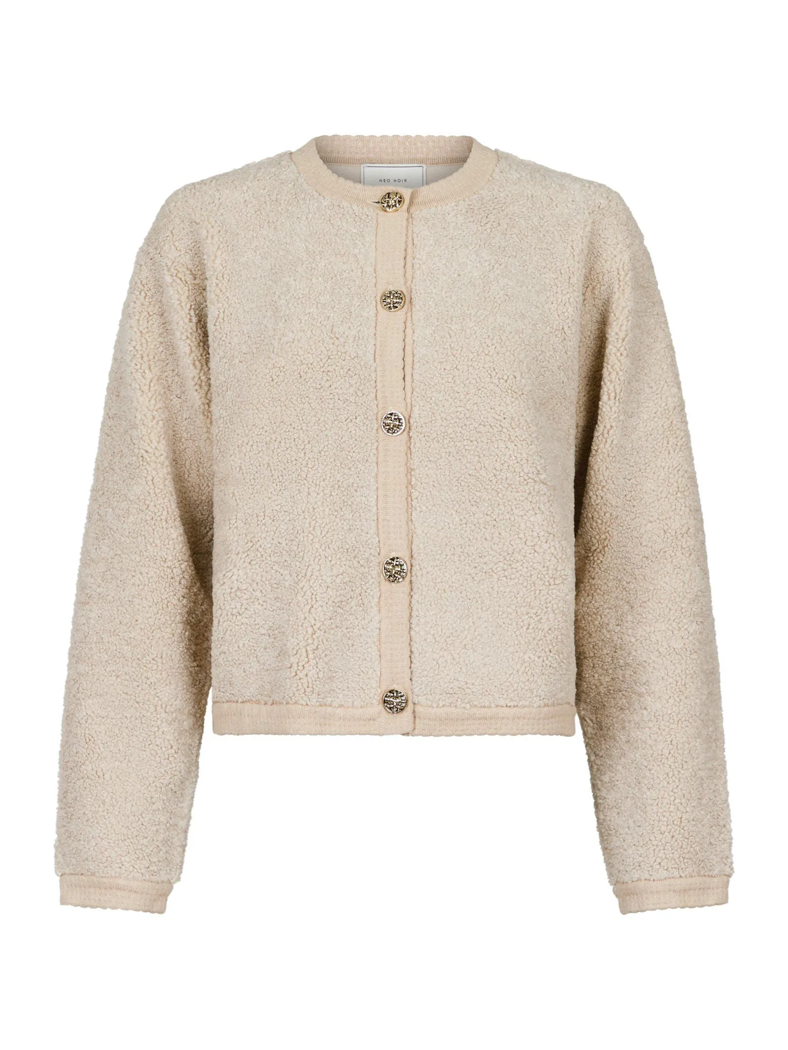 Limo Fluffy Knit Cardigan - Sand