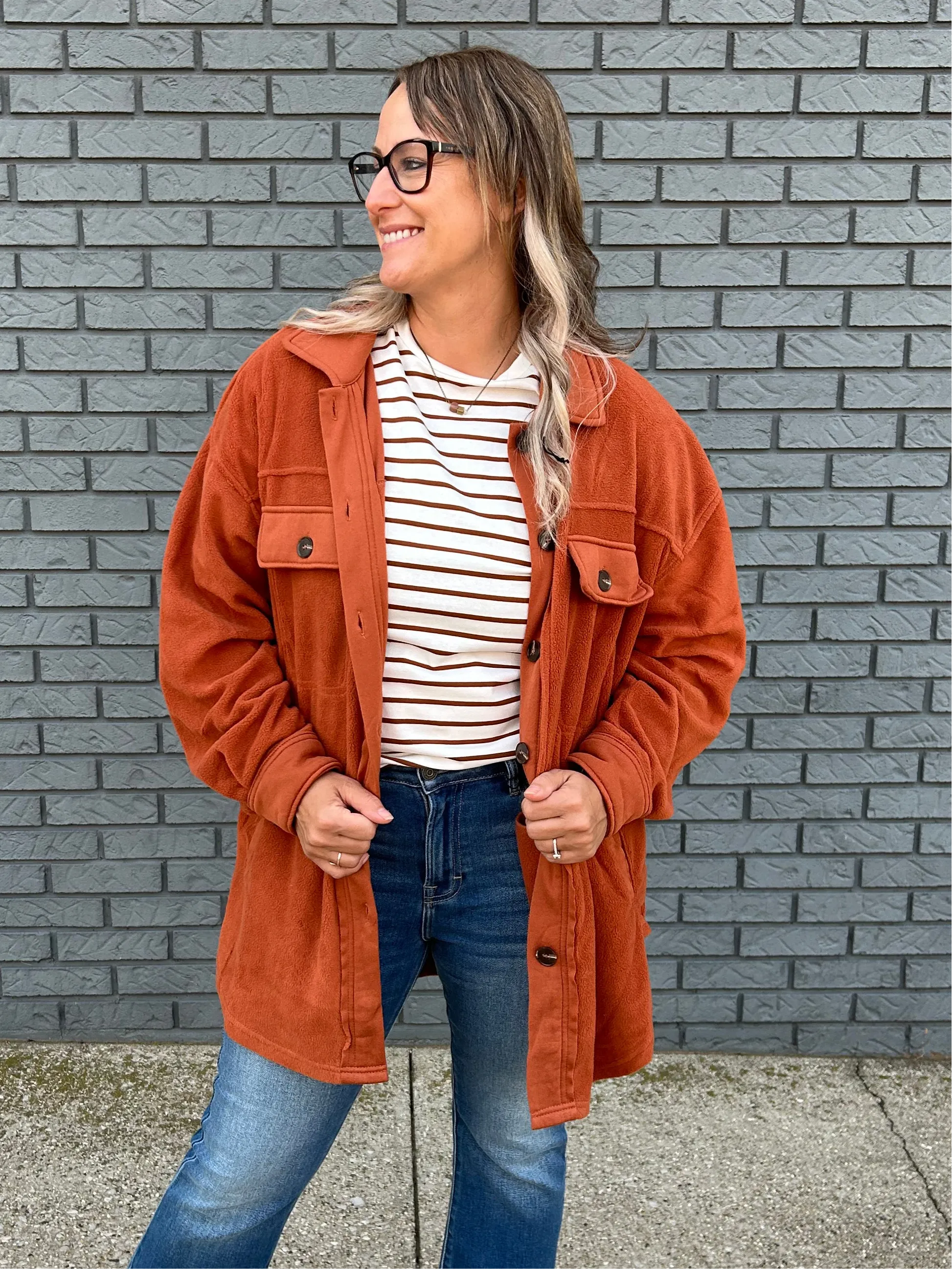 Loose Fit Fleece Shacket