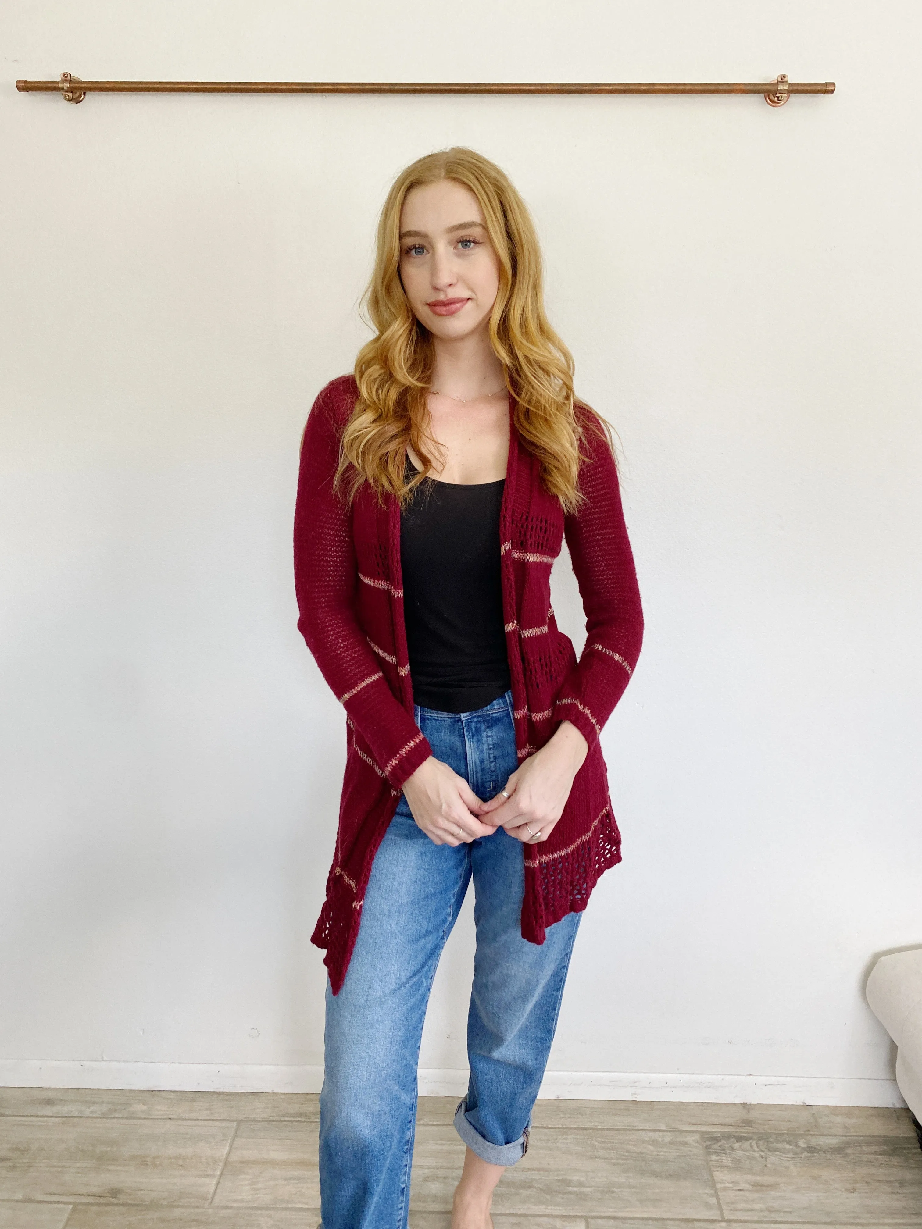 Lucky Brand Lightweight Wool Blend Knit Cardigan Sweater Small