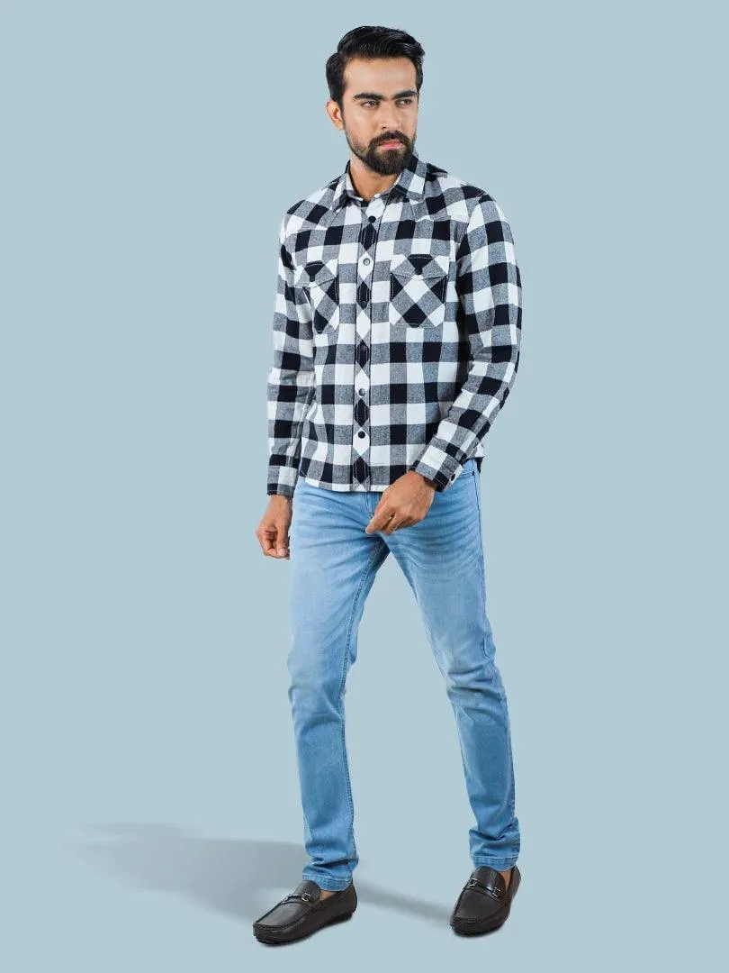 Men's Flannel Window Plate Casual Full Sleeve Shirt