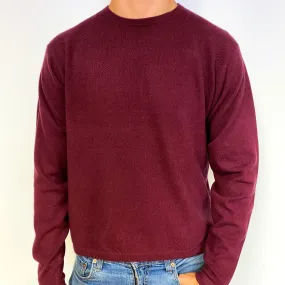 Men's Maroon Red Cashmere Crew Neck Jumper Extra Large