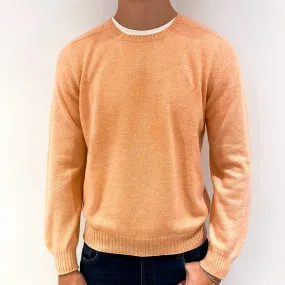 Men's Peachy Orange Cashmere Crew Neck Jumper Extra Large