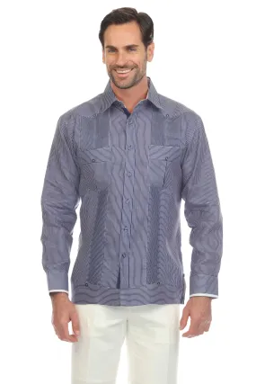 Men's Pinstripe Guayabera Shirt Long Sleeve