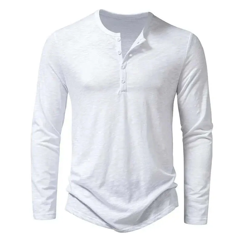 Men's Premium Cotton Long-Sleeve Henley Shirt