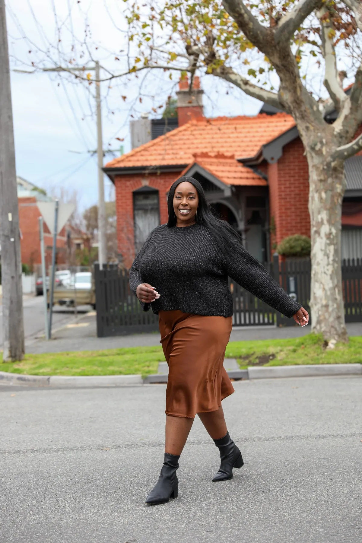 Metallic Wool Blend Jumper - Black