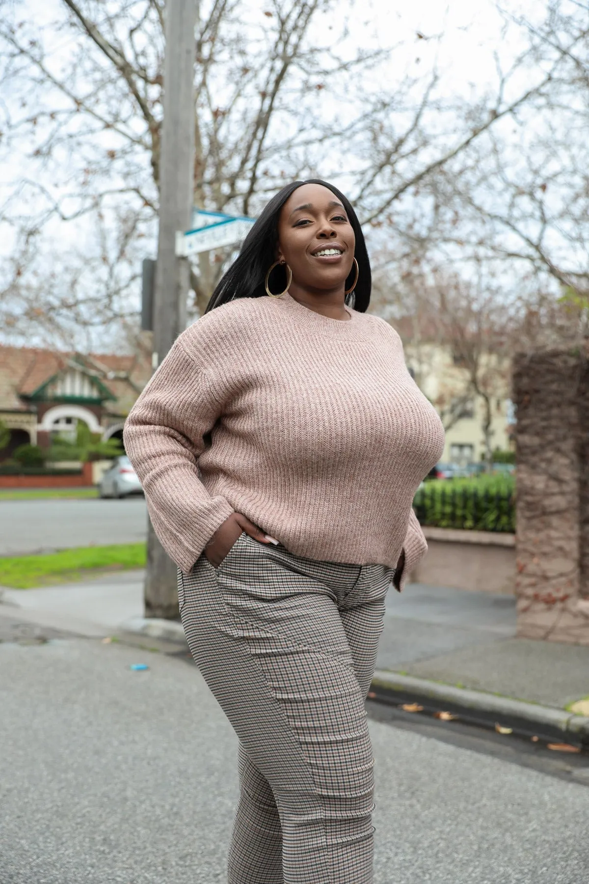 Metallic Wool Blend Jumper - Rose Gold
