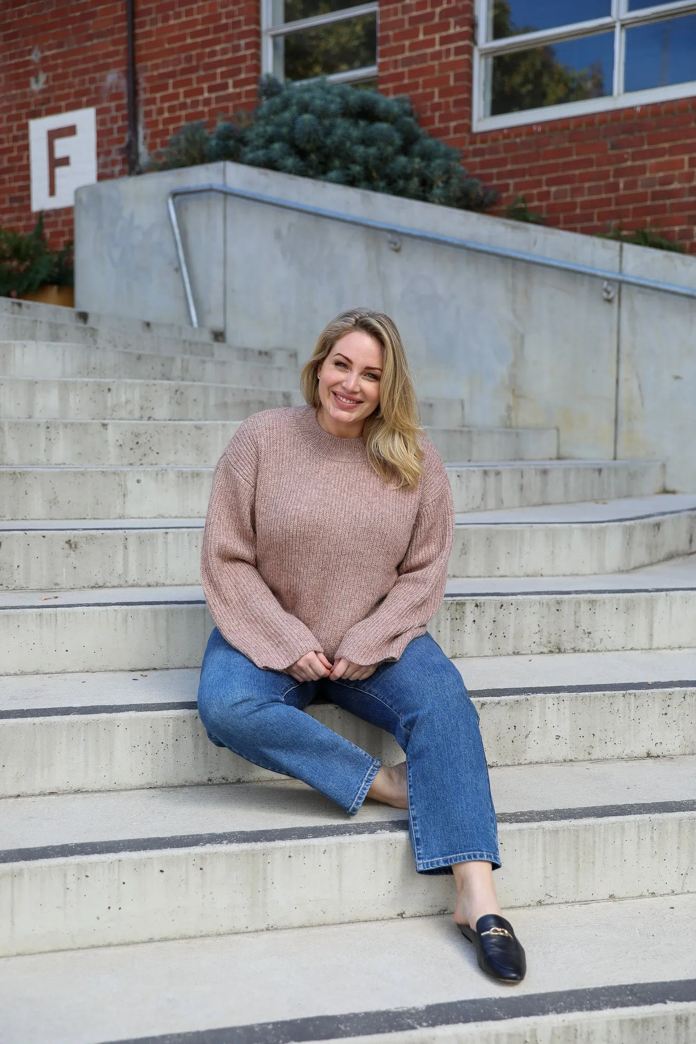 Metallic Wool Blend Jumper - Rose Gold