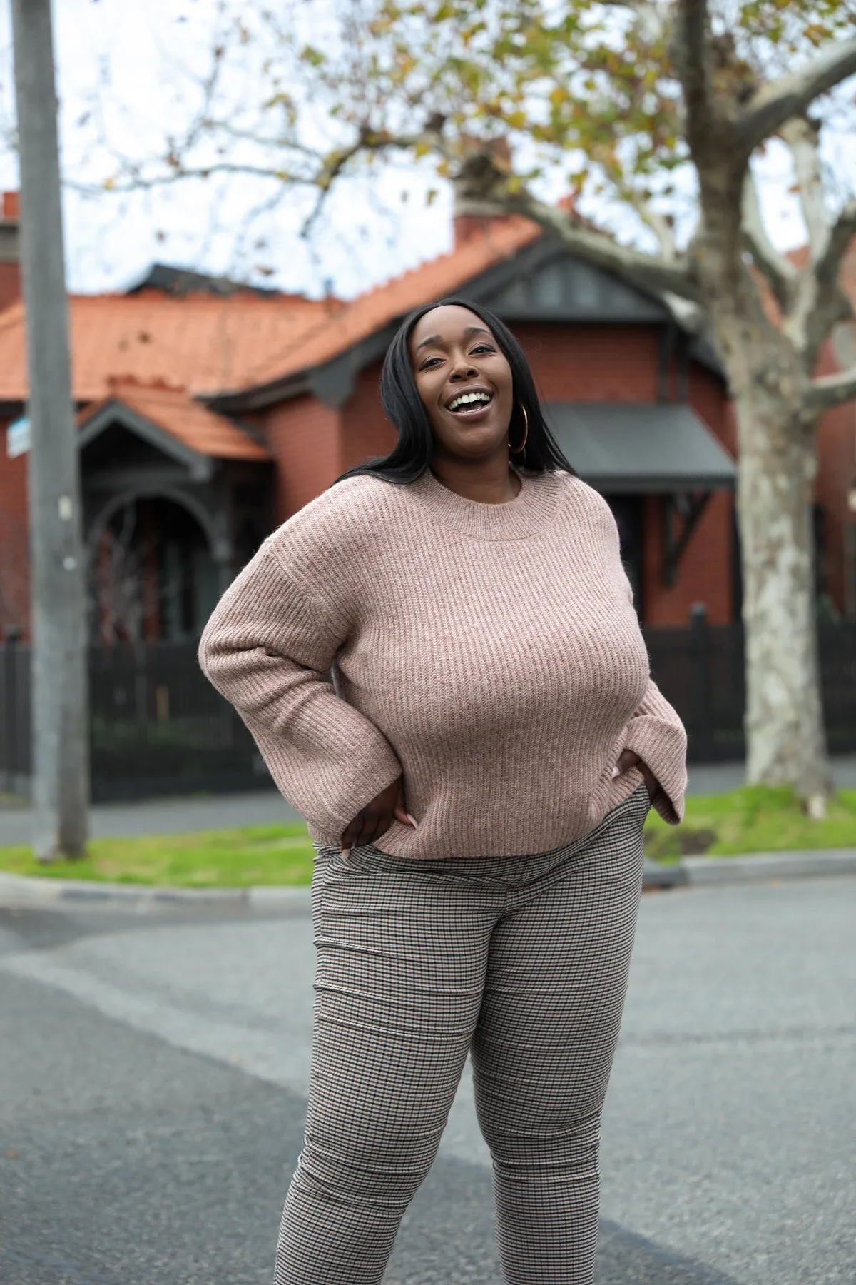 Metallic Wool Blend Jumper - Rose Gold