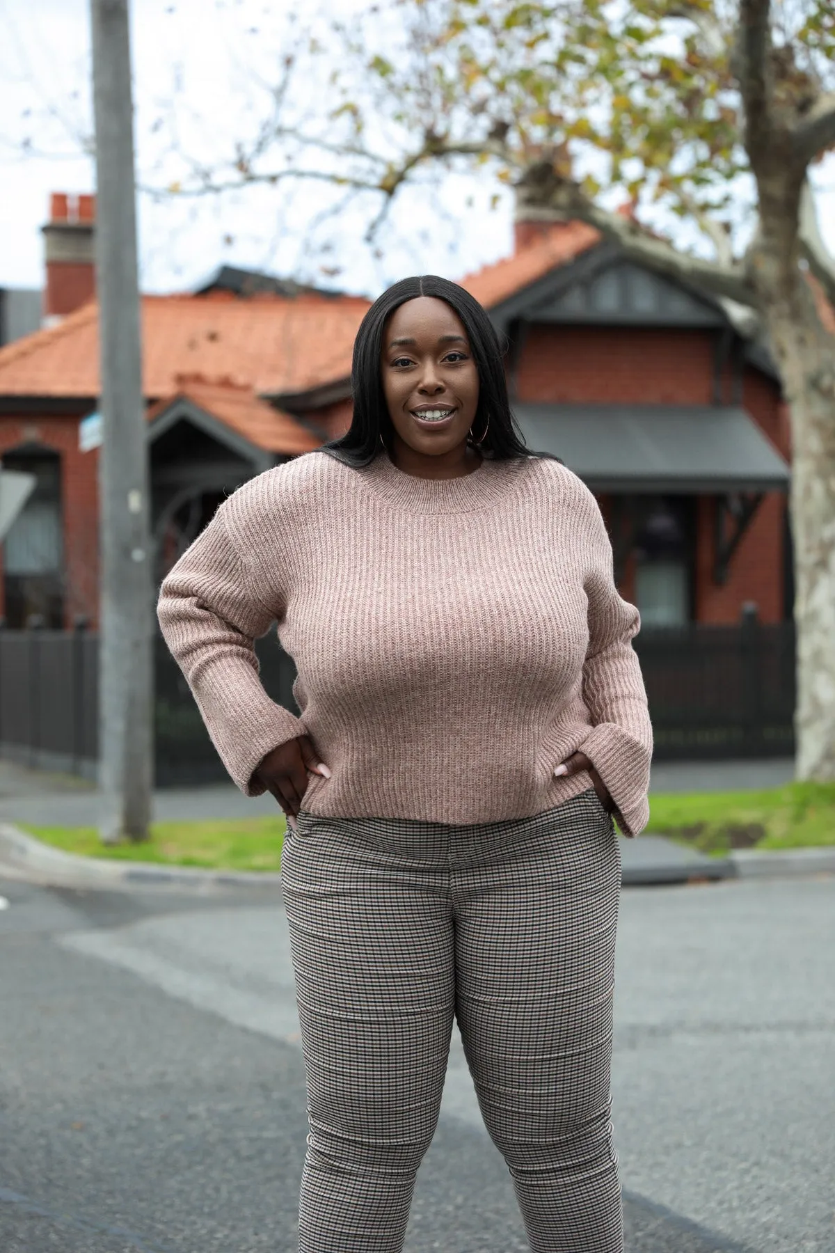 Metallic Wool Blend Jumper - Rose Gold