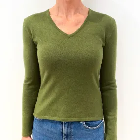 Miss Green Cashmere V-Neck Jumper Small