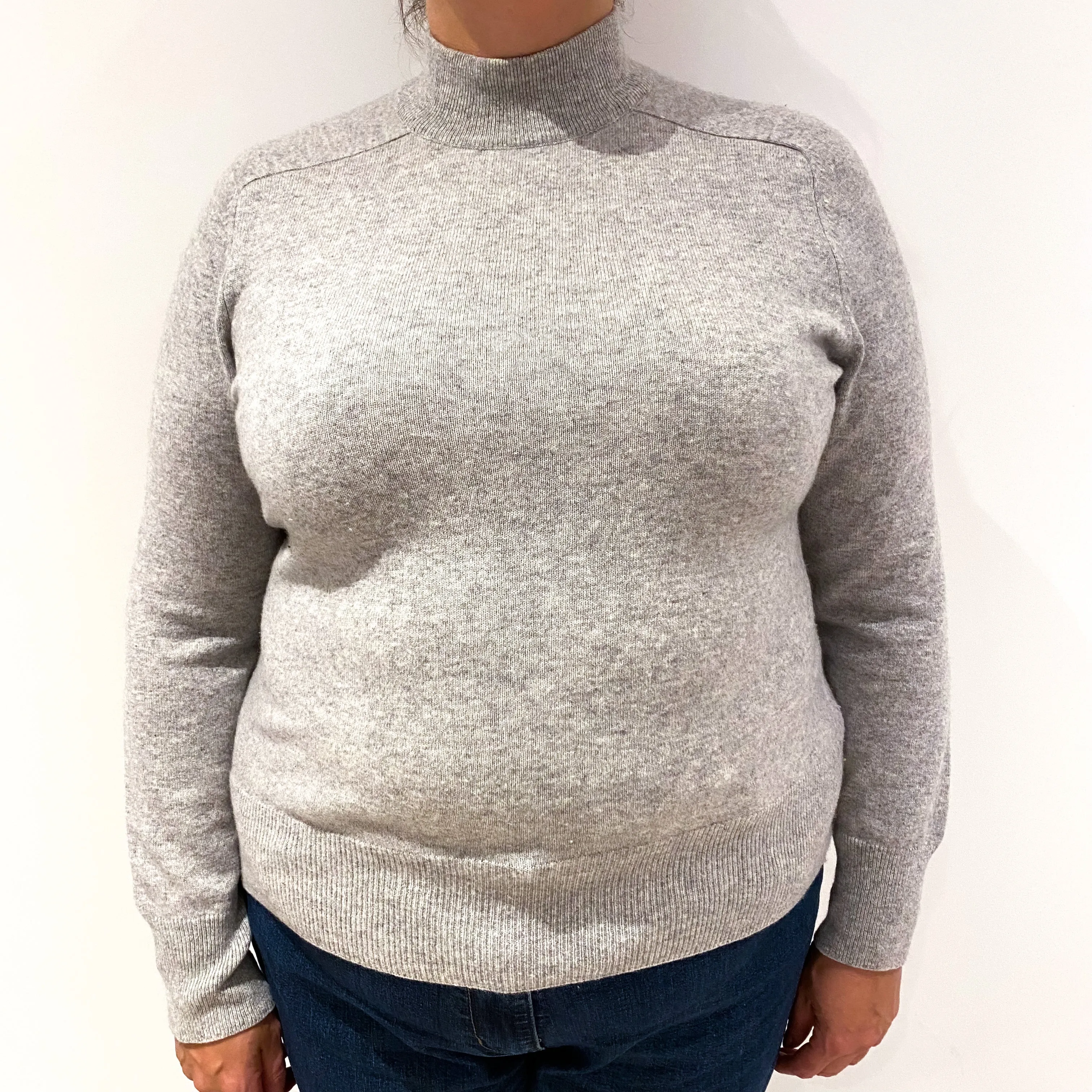 Mist Grey Cashmere Turtle Neck Jumper Extra Large