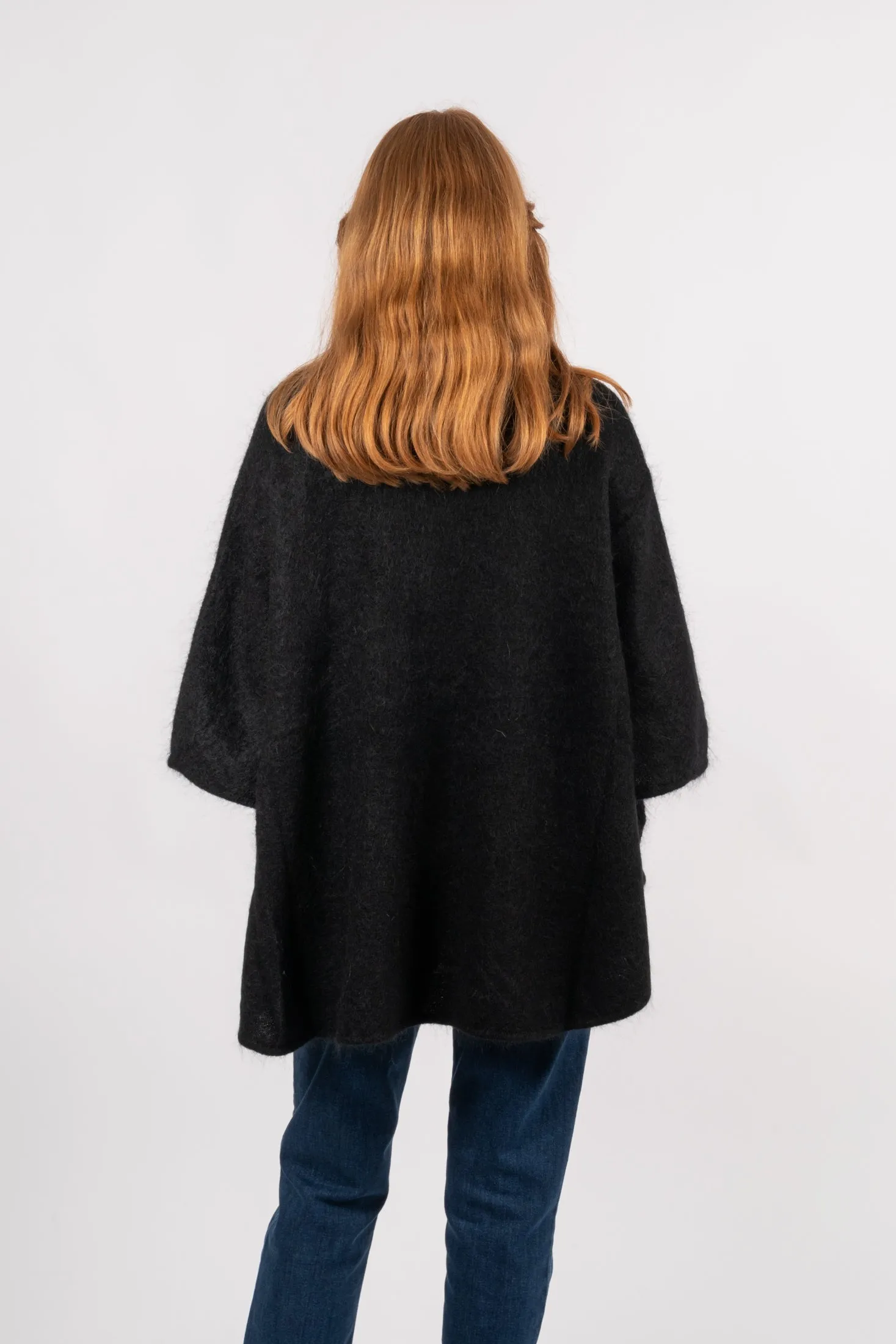 Mohair Demi Curvy Poncho - Black