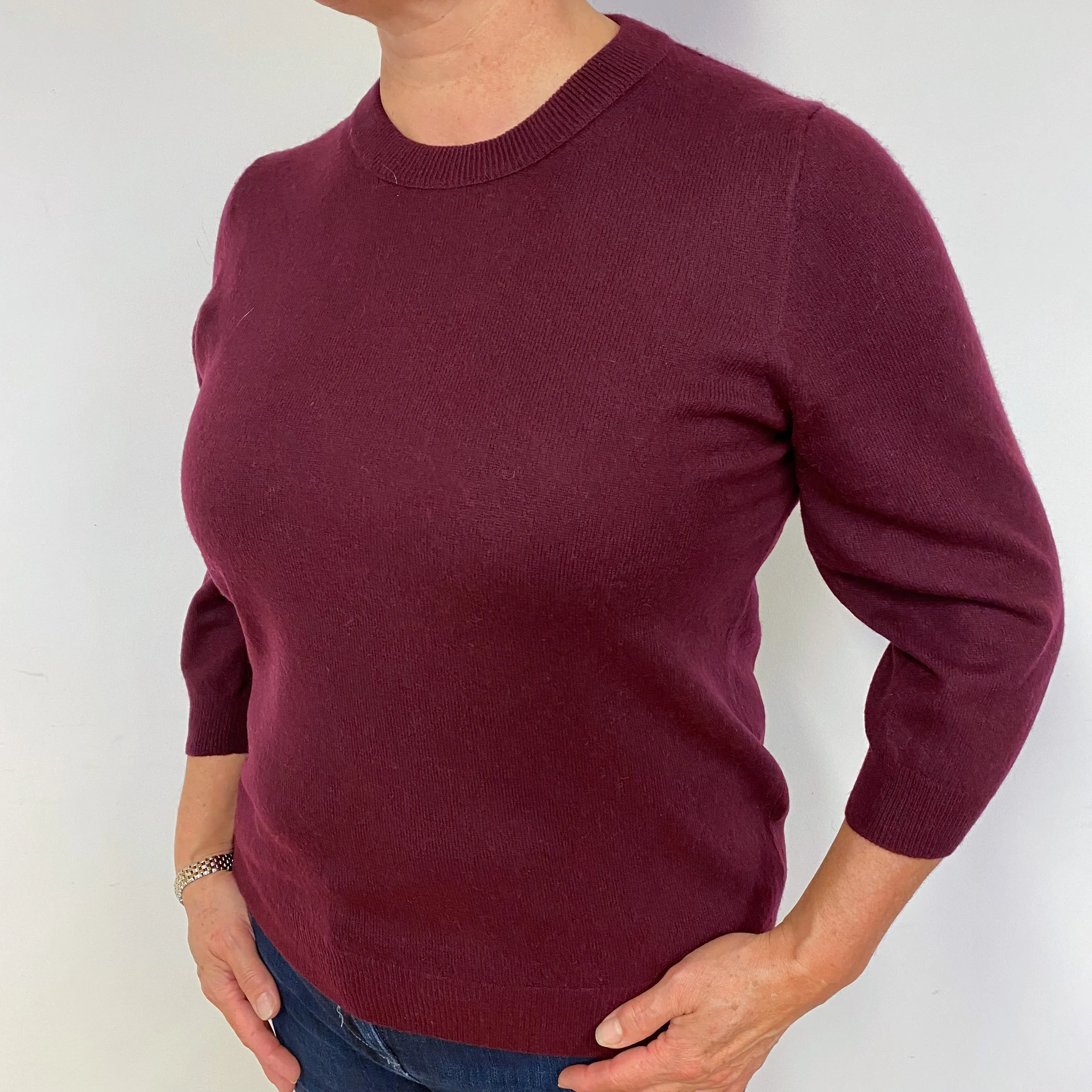 Mulberry Purple Cashmere Crew Neck Jumper Large
