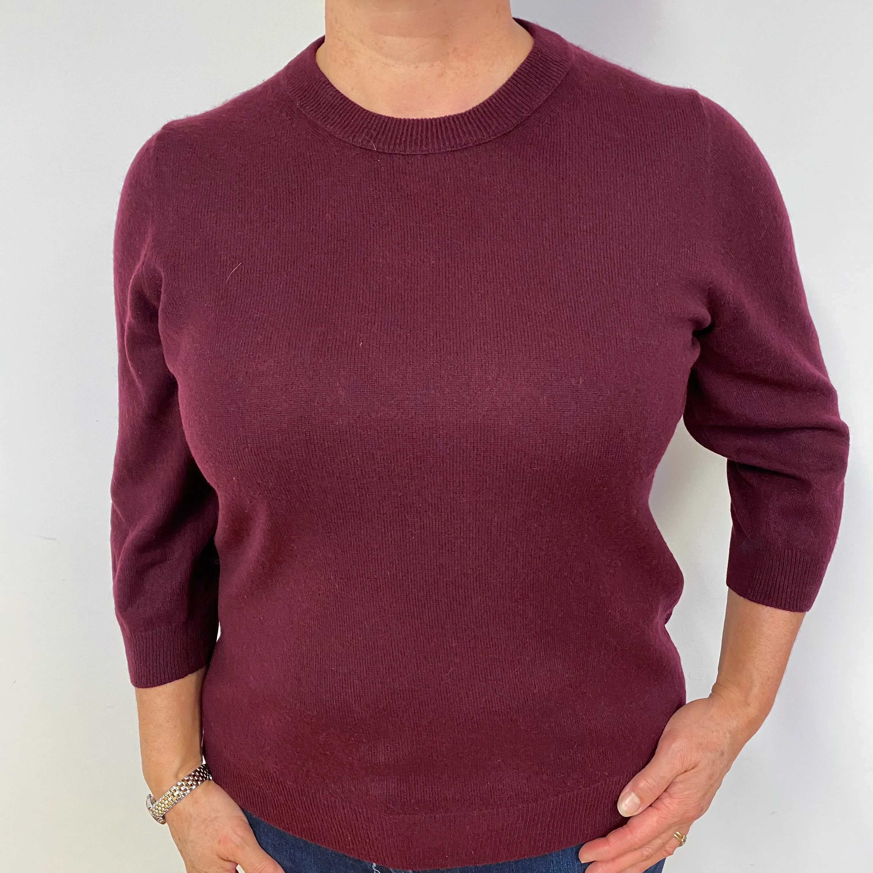 Mulberry Purple Cashmere Crew Neck Jumper Large