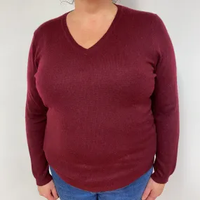 Mulberry Purple Cashmere V-Neck Jumper Extra Large