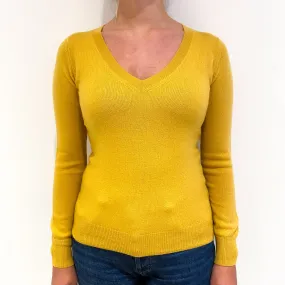 Mustard Yellow Cashmere V-Neck Jumper Small