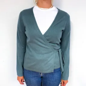 Muted Green Cashmere Cross Over Cardigan Small