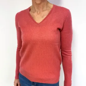 Muted Loganberry Pink Cashmere V-Neck Jumper Medium