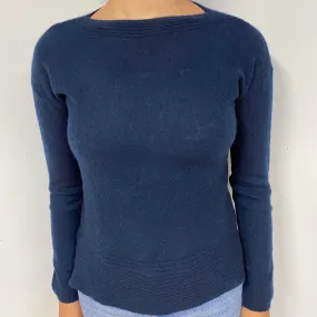 Navy Blue Cashmere Crew Neck Tunic Jumper Small